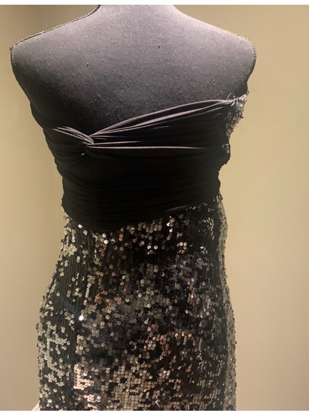 Xtraordinary Black Silver Sequin Strapless Formal Gown/ Prom Gown Dress M - Picture 5 of 8